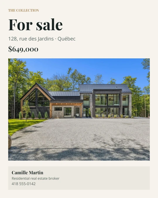Listor For sale publication, 128 rue des Jardins, $649,000, Camille Martin