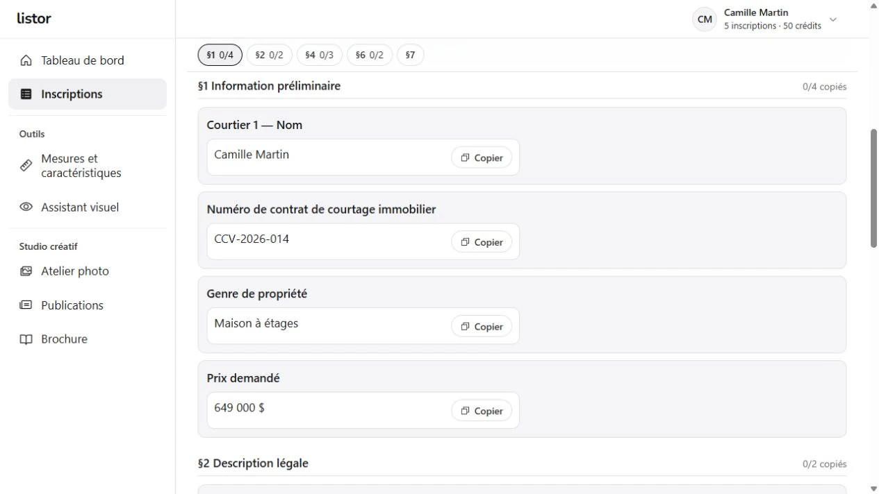 Data entry assistant with fields and copy buttons
